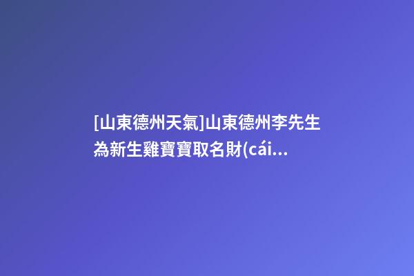[山東德州天氣]山東德州李先生為新生雞寶寶取名財(cái)富型套餐-第1張-公司起名-玄機(jī)派
